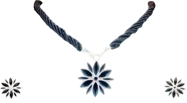 Assamese_Traditional_Silver_Plated_Black_Meenakari_Tassel_Pendant_Jewellery_Set_For_Women